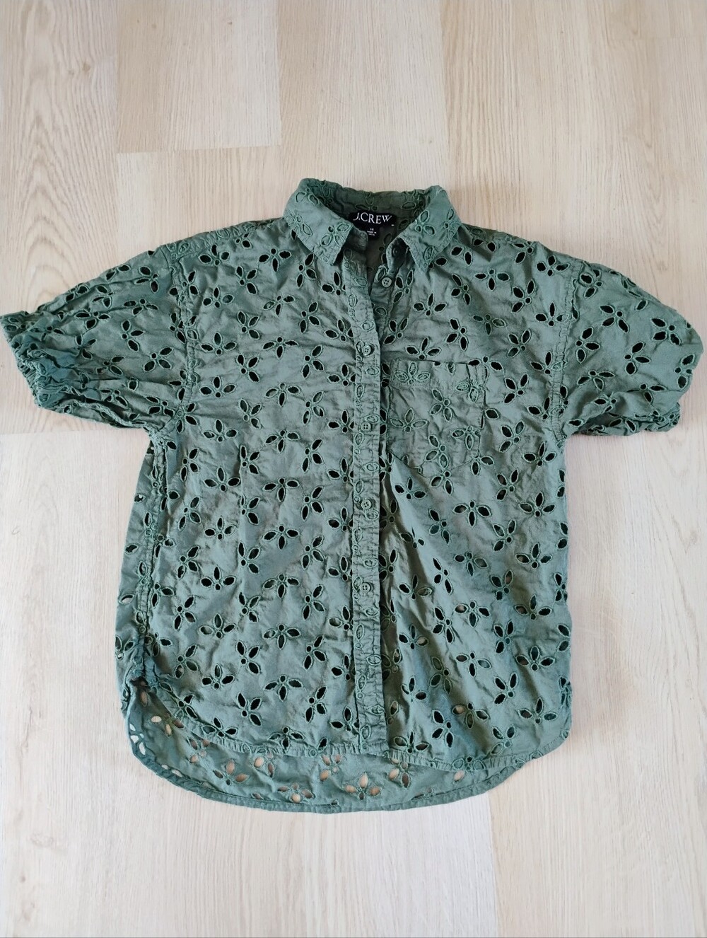 J. Crew Olive Green Eyelet Blouse